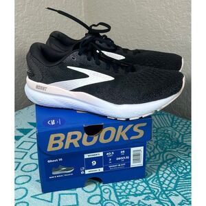 Brooks Ghost 16 Womens Running Shoes Black White Orchid Ice 1204071B077 Size 9
